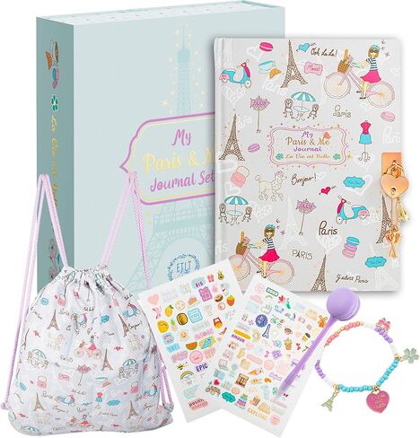 مجموعة My Paris & Me Journal من ETLT Kids - مجموعة مجلة للفتيات، مذكرات مع قفل ومفتاح - مجلة للفتيات المراهقات، مذكرات قفل للفتيات من سن 8 إلى 12 سنة، هدايا للفتيات المراهقات، مذكرات امتنان للأطفال - السفر in Kuwait