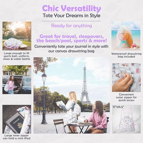 مجموعة My Paris & Me Journal من ETLT Kids - مجموعة مجلة للفتيات، مذكرات مع قفل ومفتاح - مجلة للفتيات المراهقات، مذكرات قفل للفتيات من سن 8 إلى 12 سنة، هدايا للفتيات المراهقات، مذكرات امتنان للأطفال - السفر in Kuwait