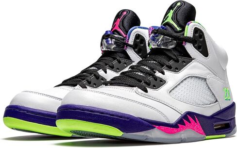 حذاء كرة السلة Air Jordan 5 Retro للرجال من Nike، باللون الأبيض/الأرجواني - مقاس 10.5 in Kuwait