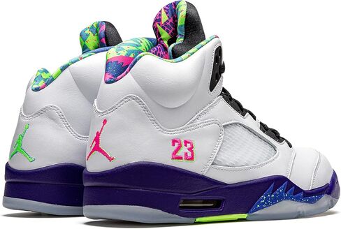 حذاء كرة السلة Air Jordan 5 Retro للرجال من Nike، باللون الأبيض/الأرجواني - مقاس 10.5 in Kuwait