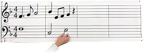 ملصق مصفح من Dry Erase Music Grand Staff + ملاحظات ورموز قابلة لإعادة الاستخدام، مقاس كبير 61 بوصة لدروس الفصل الدراسي، يتضمن قلم وممحاة in Kuwait