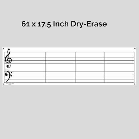 ملصق مصفح من Dry Erase Music Grand Staff + ملاحظات ورموز قابلة لإعادة الاستخدام، مقاس كبير 61 بوصة لدروس الفصل الدراسي، يتضمن قلم وممحاة in Kuwait