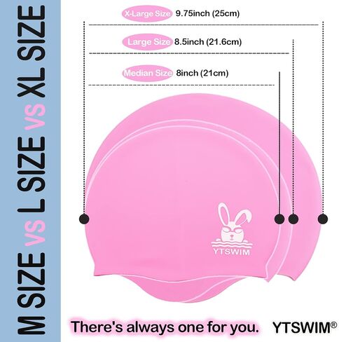 YTSWIM Kids Swim Caps for Girls, Boys, Baby, Toddler Swim Cap for Long Hair, Braids, Dreadlocks, Large Waterproof Silicone Swim Hat for Child 6-14 in Saudi Arabia