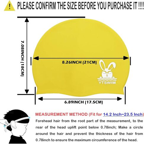 YTSWIM Kids Swim Caps for Girls, Boys, Baby, Toddler Swim Cap for Long Hair, Braids, Dreadlocks, Large Waterproof Silicone Swim Hat for Child 6-14 in Saudi Arabia
