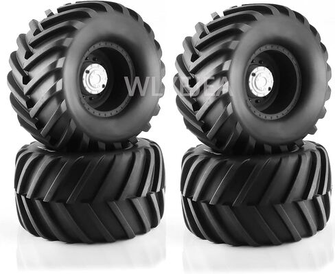 4PCS 1/10 Scale RC Monster Truck Rubber Tire w/12mm Hex Plastic Wheel Rim 133mm/73mm Rubber Rocks Tyres Set Fit for 1/10 RC Monster Truck E-Revo and Summit,MAXX, HIMOTO HSP HPI Tamiya Kyosho in Kuwait