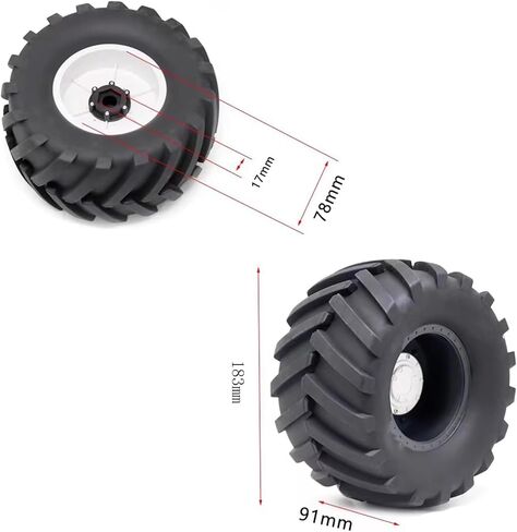 4PCS 1/10 Scale RC Monster Truck Rubber Tire w/12mm Hex Plastic Wheel Rim 133mm/73mm Rubber Rocks Tyres Set Fit for 1/10 RC Monster Truck E-Revo and Summit,MAXX, HIMOTO HSP HPI Tamiya Kyosho in Saudi Arabia