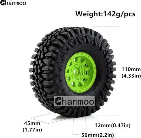 إطارات 1.9 RC الزاحفة وإطارات عجلات Beadlock 1/10 إطارات مطاطية من الطين لـ 1:10 RC Rock Crawler Car TRX4 RC4WD D90 Axial Redcat Gen8 SCX10 TF2 SCX10 Tamiya cc01 4 قطع (أسود) in Kuwait