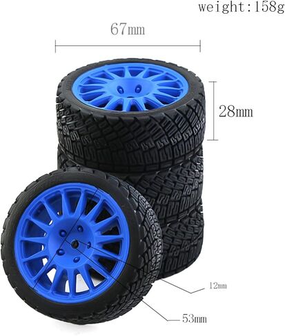 4PCS 1/10 RC Tires 67mm RC On-Road Tires Hard Plastic Wheel Rim 12mm Hex Fit for 1/10 RC On-Road Car TRAXXAS Tamiya TT01 TT02 XV01 Kyosho HSP HPI in Kuwait