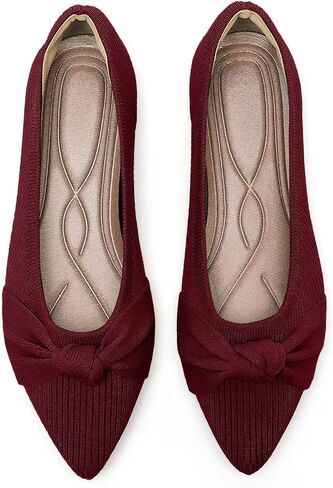 TINGRISE Women's Flats Shoes Comfortable Dressy Pointed Toe Knit Washable Ballet Flat in Saudi Arabia