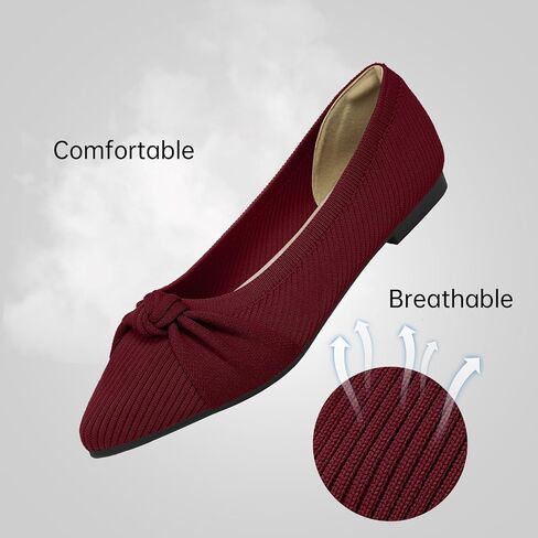 TINGRISE Women's Flats Shoes Comfortable Dressy Pointed Toe Knit Washable Ballet Flat in Saudi Arabia