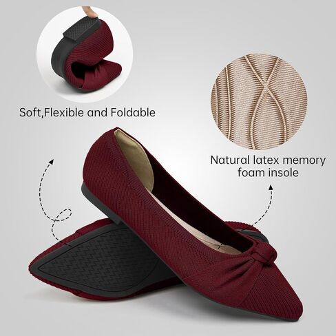 TINGRISE Women's Flats Shoes Comfortable Dressy Pointed Toe Knit Washable Ballet Flat in Saudi Arabia