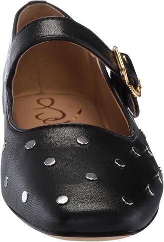 Sam Edelman Women's Michaela Stud Mary Jane Flat, Black Leather, 6 in Saudi Arabia