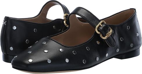 Sam Edelman Women's Michaela Stud Mary Jane Flat, Black Leather, 6 in Saudi Arabia