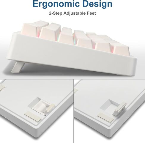 HUO JI Wireless Mechanical Gaming Keyboard, Programmable RGB Backlit, Bluetooth 5.0, Blue Switches, 84 Keys, Wired 75% Keyboard for iPad, iMac Android/Windows Tablet Laptop Desktop, White in Kuwait