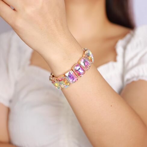 Xerling Wedding Square Crystal Stretch Bracelets Sparkle Elastic Hand Chain Bangle Bracelets for Women Teen Girls in Kuwait