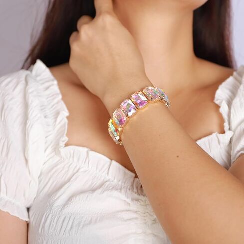 Xerling Wedding Square Crystal Stretch Bracelets Sparkle Elastic Hand Chain Bangle Bracelets for Women Teen Girls in Kuwait