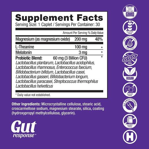 Sleep Probiotic for Men & Women, Slows Down Digestive Aging, Supports Sleep and Recovery, Promotes Healthy Gut, Vegan, Gluten Free & Soy Free, 3 Billion CFU, 30 Caplets in Saudi Arabia