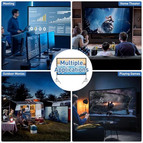 شاشة عرض مع حامل، شاشة عرض محمولة مقاس 120 بوصة للاستخدام الخارجي والداخلي وخالية من التجاعيد بنسبة 16:9 بدقة 4K HD وشاشة أفلام أمامية خلفية مع حقيبة حمل للمسرح المنزلي في الفناء الخلفي والسفر ليلاً in Kuwait