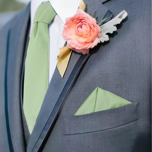 Satin Solid Ties for Men Classic Wedding Necktie and Pocket Square Set Formal Business in Saudi Arabia