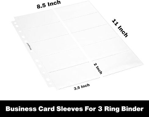 TYH Supplies 25 Pack Heavy Duty Business Card Sleeves for 3 Ring Binder | Double Sided | Ultra Clear Plastic Sheets | Business Card Sheet Protectors | 500 Slots in Saudi Arabia