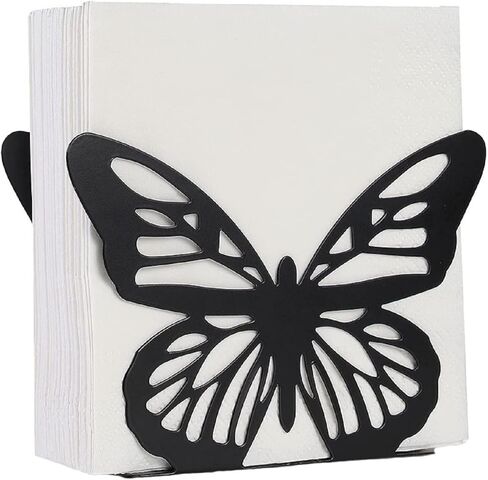 مياو جين حامل مناديل الفراشة حامل مناديل المطبخ بار مقهى مطعم أسود حامل مناديل من الفولاذ المقاوم للصدأ لمنديل مزرعة الكوكتيل (فراشة) in Kuwait