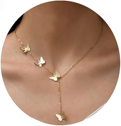 Gold Butterfly Neckalces for Women Sexy Clavicle Choker Chain Layered Butterflies Pendants Neck Accessories Fashion Jewerly in Saudi Arabia