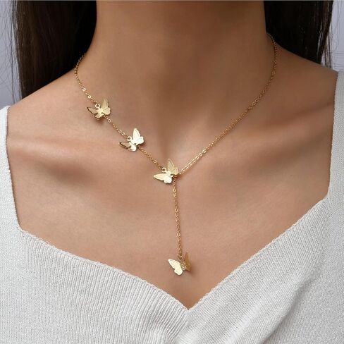 Gold Butterfly Neckalces for Women Sexy Clavicle Choker Chain Layered Butterflies Pendants Neck Accessories Fashion Jewerly in Saudi Arabia