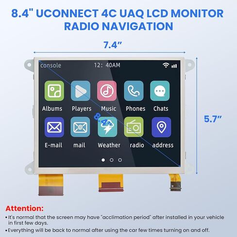 شاشة WonVon 8.4 بوصة Uconnect 4C UAQ LCD تعمل باللمس راديو ملاحة مناسبة لسيارة Jeep Dodge RAM Chrysler 2020-2023، بديل OEM جديد TDO-XGA084 68388570AB in Kuwait