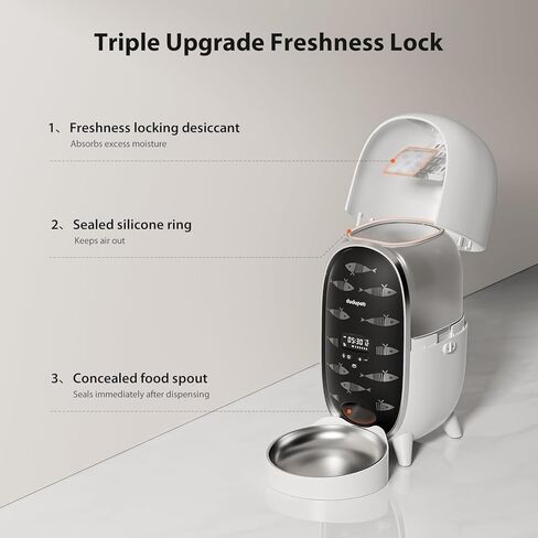 Timed Automatic Cat Feeder with Fully Enclosed Freshness Chamber 3L Cat Food Dispenser Battery-Operated with 180-Day Battery Life Up to 6 Meals 90 Portions Per Day 10S Voice Record in Saudi Arabia