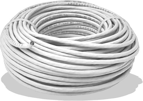 Cat6(e) Shielded Ethernet Cable 23AWG Solid Bare Copper Bulk Raw 600MHz Outdoor/Indoor Heat Resistant Plenum Rated CMP, Black No Ends 1 Ft to 1000 Ft Available (100 FT, Bulk, White) in Saudi Arabia