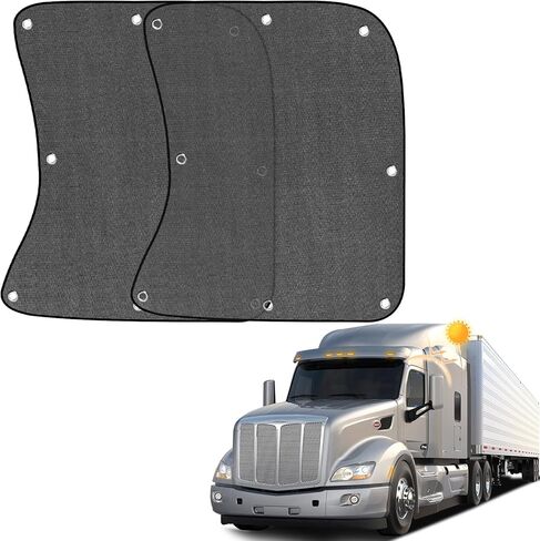 2 حزمة من أغطية نوافذ سائق الشاحنة الجانبية للنافذة الجانبية للشاحنة القابلة للسحب متوافقة مع شاحنة Freightliner فولفو VNL RV للشاحنات الدولية للحماية من الأشعة فوق البنفسجية (كوب الشفط) in Kuwait
