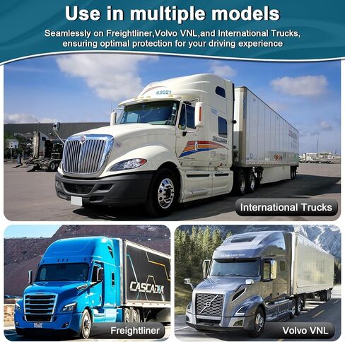 2 حزمة من أغطية نوافذ سائق الشاحنة الجانبية للنافذة الجانبية للشاحنة القابلة للسحب متوافقة مع شاحنة Freightliner فولفو VNL RV للشاحنات الدولية للحماية من الأشعة فوق البنفسجية (كوب الشفط) in Kuwait