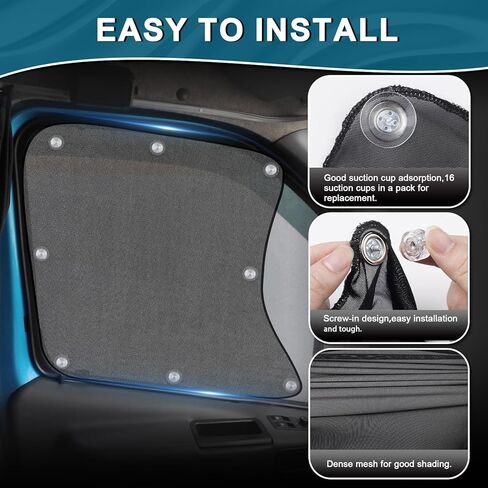 2 حزمة من أغطية نوافذ سائق الشاحنة الجانبية للنافذة الجانبية للشاحنة القابلة للسحب متوافقة مع شاحنة Freightliner فولفو VNL RV للشاحنات الدولية للحماية من الأشعة فوق البنفسجية (كوب الشفط) in Kuwait