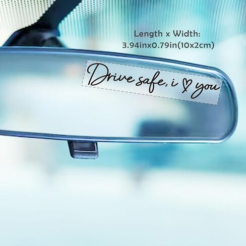 2x Drive Safe، ملصق I Love You للمرآة الخلفية، ملصق من الفينيل لمرآة الرؤية الخلفية، ملصقات مرآة الغرور، هدايا لملصقات السيارات للفتيات، ملصق لنافذة السيارة، ملصق للتأكيدات الذاتية، شارات سيارة من الفينيل للنساء in Kuwait