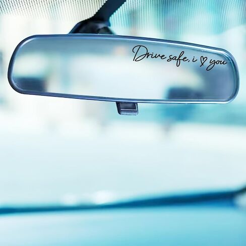 2x Drive Safe، ملصق I Love You للمرآة الخلفية، ملصق من الفينيل لمرآة الرؤية الخلفية، ملصقات مرآة الغرور، هدايا لملصقات السيارات للفتيات، ملصق لنافذة السيارة، ملصق للتأكيدات الذاتية، شارات سيارة من الفينيل للنساء in Kuwait
