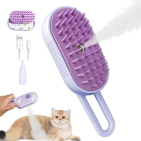 Generic Cat Steam Brush with Water Steamy Pet Brush Spray Misty Cat Brush for Deshedding with Charging Cable Silicone ALD-001-G (Banana Green) in Saudi Arabia