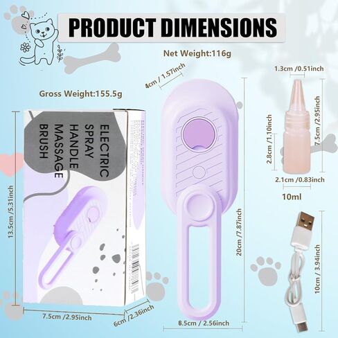 Generic Cat Steam Brush with Water Steamy Pet Brush Spray Misty Cat Brush for Deshedding with Charging Cable Silicone ALD-001-G (Banana Green) in Saudi Arabia
