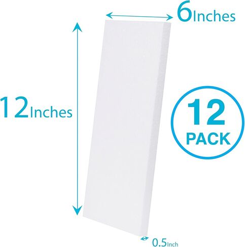 كتلة إسفنجية من سيلفرليك كرافت مكونة من 6 قطع من كتل البوليسترين 12 × 12 × 0.5 EPS للصياغة والنمذجة والمشروعات الفنية وترتيبات الأزهار - أوراق النحت للفنون المدرسية والمنزلية التي تصنعها بنفسك (12 × 12 × 0.5-6 عبوات) in Kuwait