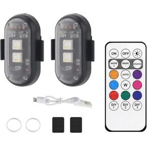 قطعتان من مصابيح LED القوية مع جهاز تحكم عن بعد، 8 ألوان IP65 مقاومة للماء ومضادة للتصادمات، مصابيح تحذير LED للسيارة بدون طيار والشاحنات والدراجات النارية in Kuwait
