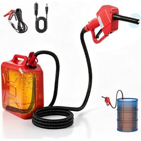 Portable Fuel Transfer Pump with Auto-Stop & Hand Nozzle, 80'' Pumping lift,fit different gas barrel sizes and depths, no adapters needed,3.8GMP, mulitiple power supply,for Gasoline, Diesel, Kerosene in Kuwait