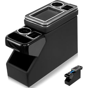 Center Console Between Seat Organizer for Minivans, SUVs, with Key Holder & Cup Holders,Phone Storage for Minivan &SUVs, Middle Van Floor Console Organizer Storage Box- Black in Kuwait
