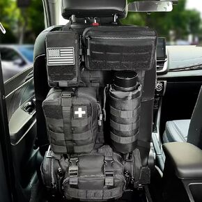Car Seat Back Organizer, Universal MOLLE System Storage Panel with 5 Storage Pouches, 1000D Nylon for Cars SUVs Trucks Vehicle Accessories, Black in Saudi Arabia