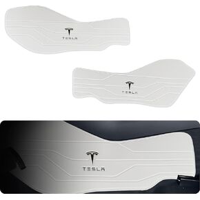سجادات جانبية جلدية مضادة للركل لوحدة التحكم المركزية (قطعتان) مصممة لسيارة Tesla Model Y Juniper (2025-2027)، مقاومة للماء والغبار، غطاء حماية جانبي للمقعد الأمامي باللون الأبيض in Kuwait