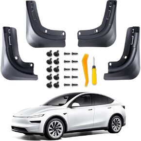 اللوحات الطينية من Tesla Model Y Juniper 2025-2026 واقيات الرذاذ المرنة TPE [مقاومة للتشقق، بدون حفر] اللوحات الطينية من Tesla Model Y Juniper Accessories 2026 (مجموعة من 4) in Kuwait