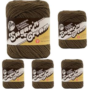Lily Sugar 'N Cream The Original Solid Yarn, 2.5oz, Medium 4 Gauge, 100% Cotton - Warm Brown - Machine Wash & Dry in Kuwait