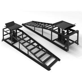 2 PCS Hydraulic Car Ramp, 11065LBS 5T Heavy Duty Car Ramps with Hydraulic Jack, Steel Car Ramps for Oil Changes High Lift 9"-14.3" for Home Garage, Vehicle Truck Repair, Black in Kuwait