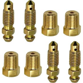 8 قطع براغي نازفة، برغي نحاسي 1/8"-27، طقم براغي سيارة نحاسية مع 1/4"-28 براغي نازفة، ملحقات قوية لفرجار فرامل السيارات (ذهبي) in Kuwait
