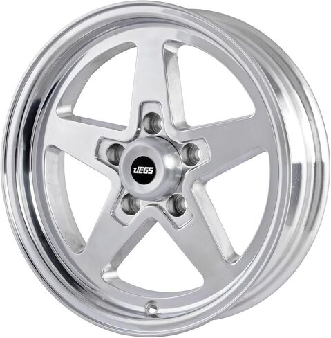 JEGS SSR Star Aluminum Wheel 15in.x 4in.| 5 x 4.5in.Wheel Bolt Pattern Spacing | -19mm Offset | 1.75in.Backspacing | Polished Aluminum | 3.27in.Center Bore | Includes Center Cap in Kuwait
