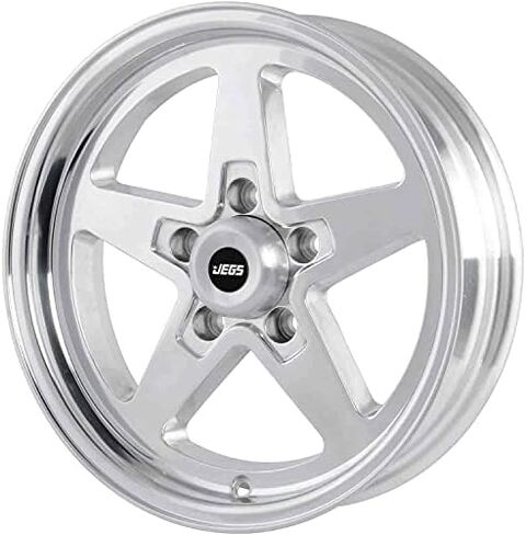 JEGS SSR Star Aluminum Wheel 15in.x 4in.| 5 x 4.5in.Wheel Bolt Pattern Spacing | -19mm Offset | 1.75in.Backspacing | Polished Aluminum | 3.27in.Center Bore | Includes Center Cap in Kuwait