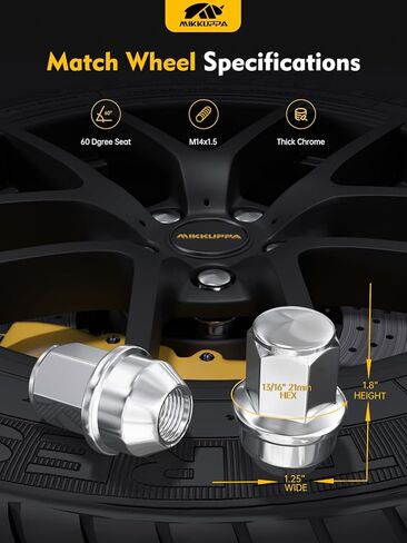 MIKKUPPA 24pcs M14x1.5 F150 Lug Nuts, Chrome OEM Style Replacement for 2015-2024 F-150 F150 Expedition Lincoln Navigator Factory Wheels 21mm Hex Anti-Rusting Updated Tire Nuts in Kuwait